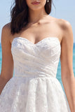 Strapless Ruched Tiered A Line Floral Mini White Dress