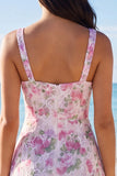 Light Pink Floral Ruffled Bodycon Mini Dress