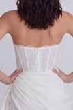 Strapless Corset Ruched Bodycon Mini White Dress with Streamer