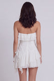 Strapless Corset Ruffled A Line Mini White Dress