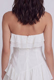 Strapless Corset Ruffled A Line Mini White Dress