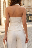 Halter 2 Piece Ivory Single Breasted Women's Suits
