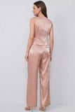 Dusty Rose 2 Piece Sleeveless Women's Suits with Pockets