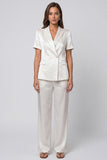 Peaked Lapel 2 Piece Single Buckle Ivory Women's Suits