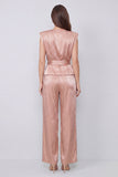Dusty Rose 2 Piece Ruched Women's Suits with Sash