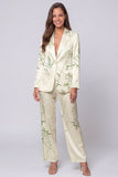 Notched Lapel Light Green 2 Piece Printed Women's Suits