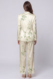 Notched Lapel Light Green 2 Piece Printed Women's Suits