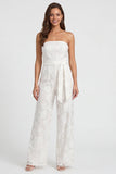 Floral Long Sleeve Notched Lapel 2 Piece Ivory Women's Suits