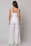 Floral Cut Out Ivory Women's Jumpsuits