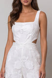 Floral Cut Out Ivory Women's Jumpsuits