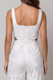 Floral Cut Out Ivory Women's Jumpsuits