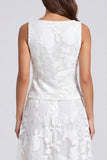 2 Piece Ivory Floral A Line Midi Work Dress