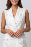 Shawl Lapel Ivory Floral Bodycon Mini Work Dress with Ruffles