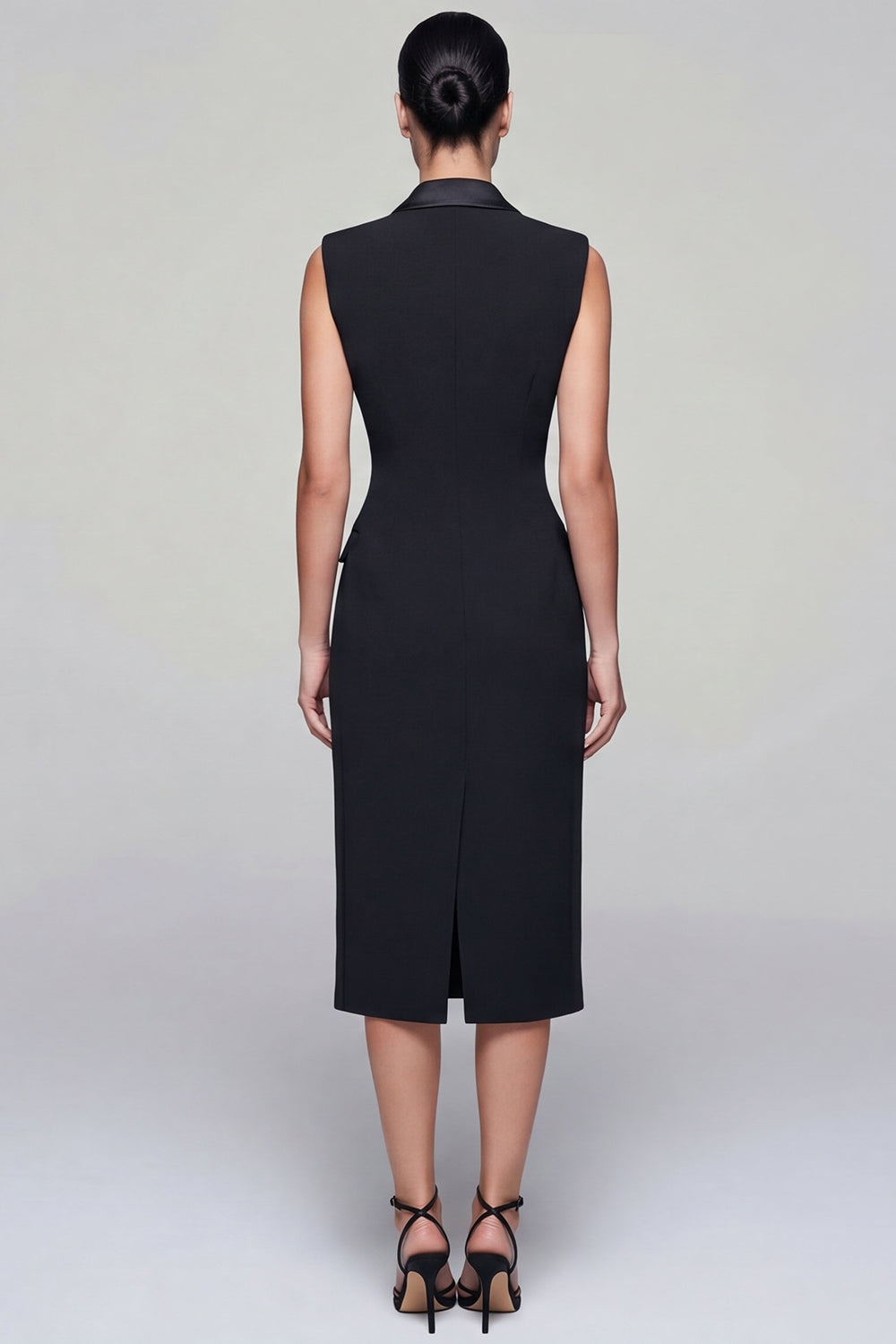 Berylove Women Peaked Lapel Work Dress Black Bodycon Midi Business Casual Dress with Slit, Black / L Berylove Women Peaked Lapel Work Dress Black Bodycon Midi Business Casual Dress with Slit, Black / L