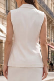 2 Piece Ivory Shawl Lapel Bodycon Midi Work Dress