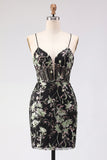 Floral Corset Pink Embroidered Bodycon Mini Homecoming Dress