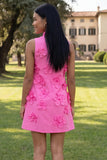 Floral Blue High Neck A-Line Homecoming Dress
