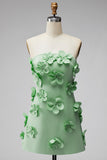 Strapless Blue Floral Homecoming Dress