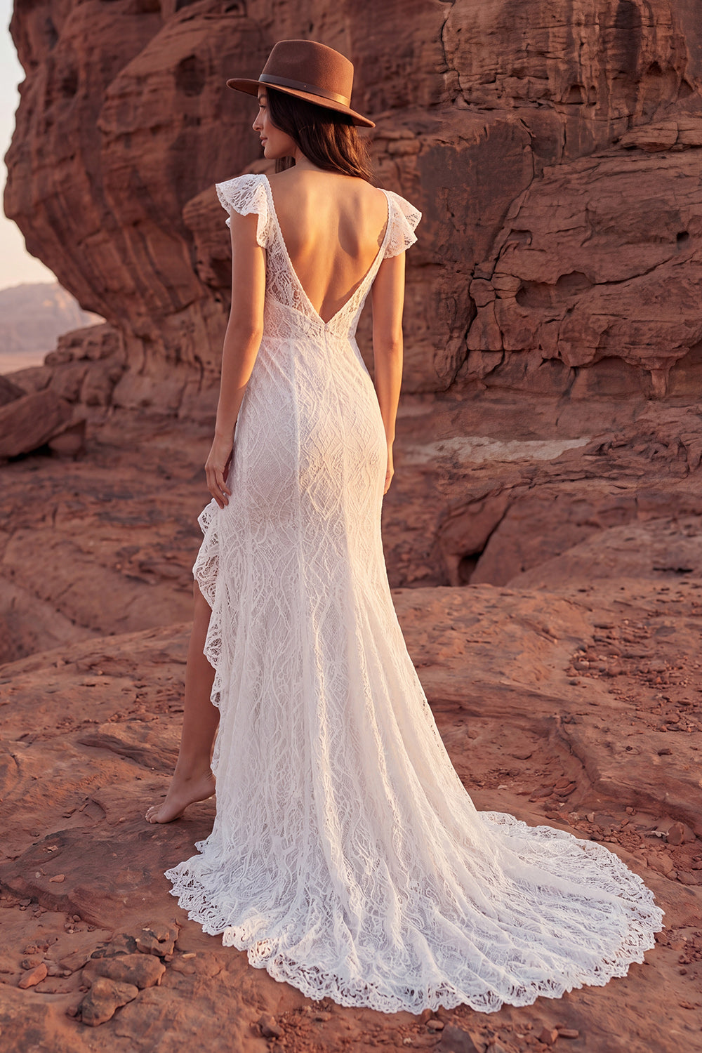 ivory maxi dress boho Handmade Boho Wedding Dress, Ivory Lace, Fringe Sleeves, Train