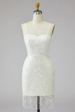 Sparkly Strapless Ivory Mini Boho Wedding Dress