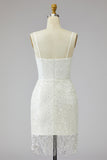 Sparkly Strapless Ivory Mini Boho Wedding Dress