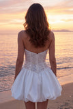 Strapless Sequin Corset A Line Mini White Dress