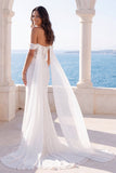 Sparkly Off the Shoulder Corset Mermaid Ivory Wedding Dress