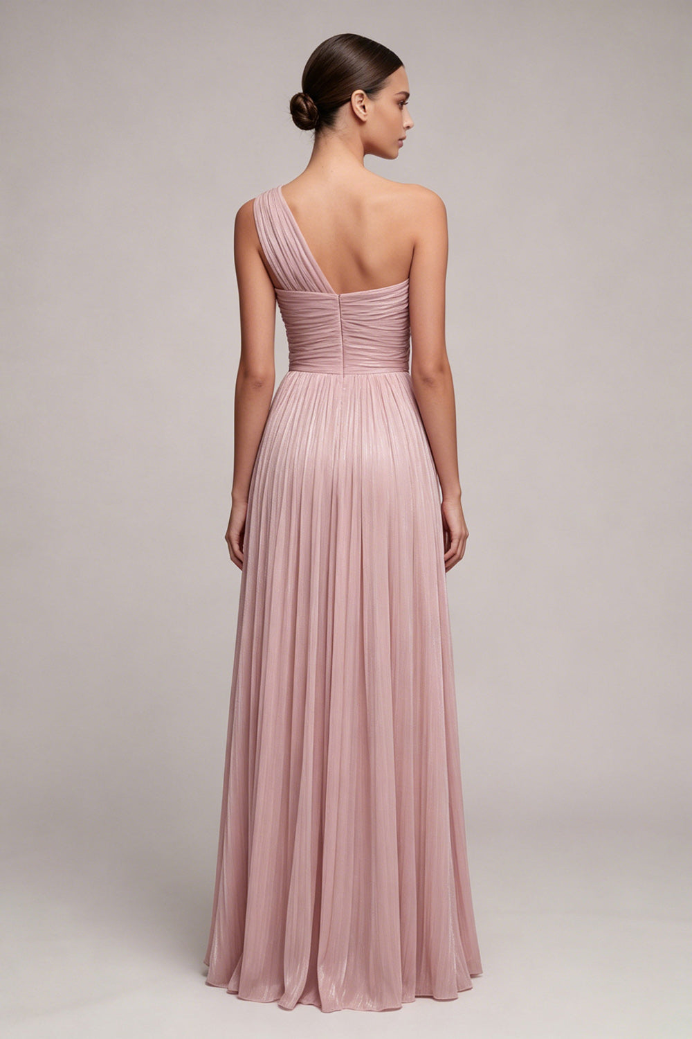 Berylove Women One Shoulder Formal Dress Dusty Rose A Line Ruched Pleated Maxi Party Dress with Slit Berylove Women One Shoulder Formal Dress Dusty Rose A Line Ruched Pleated Maxi Party Dress with Slit
