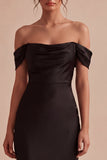 Off the Shoulder Mermaid Satin Black Formal Dress