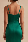 Dark Green Satin Mermaid Ruched Maxi Formal Dress