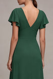 Dark Green A Line High Low Maxi Formal Dress