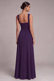 Black Pleated A Line Maxi Formal Dress with Slit