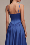 Royal Blue Pleated A Line Formal Dress