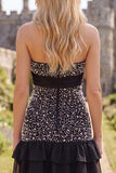 Strapless Beaded Black A Line Homecoming Dress With Bow