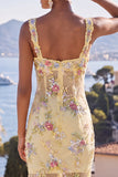 Green V-Neck Sparkly Floral Mermaid Wedding Guest Dress