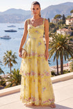 Green V-Neck Sparkly Floral A Line Wedding Guest Dress