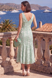 V-Neck Blue A Line Appliqued Wedding Guest Dress