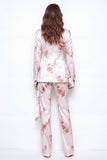 2 Piece White Red Floral Double Breasted Satin Peak Lapel Women Suits