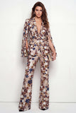 Sparkly Peak Lapel One Button Black Floral Sequin Women Suits