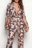 Sparkly Peak Lapel One Button Black Floral Sequin Women Suits