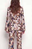 Sparkly Peak Lapel One Button Black Floral Sequin Women Suits
