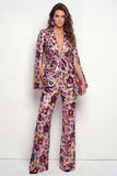 Sparkly Peak Lapel One Button Black Floral Sequin Women Suits