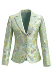 Yellow Flower Single Breasted Jacquard 2 Piece Peak Lapel Work Dress