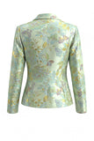 Yellow Flower Single Breasted Jacquard 2 Piece Peak Lapel Work Dress