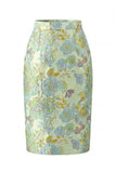 Yellow Flower Single Breasted Jacquard 2 Piece Peak Lapel Work Dress