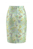 Yellow Flower Single Breasted Jacquard 2 Piece Peak Lapel Work Dress