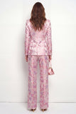 2 Piece Pink Floral Peak Lapel Fuchsia One Button Women Suits
