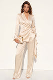 Champagne Satin Peak Lapel 2 Piece Women Suits