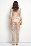 Golden Peak Lapel 2 Piece One Button Jacquard Slim Fit Women Suits