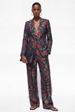 Floral Black 2 Piece One Button Jacquard Women Suits